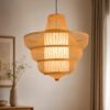 Hanging Natural Bamboo Pendant Light - Boho Woven Ceiling Light