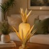 Pineapple Table Lamp - Woven Rattan Shade with Natural Palm Leaves