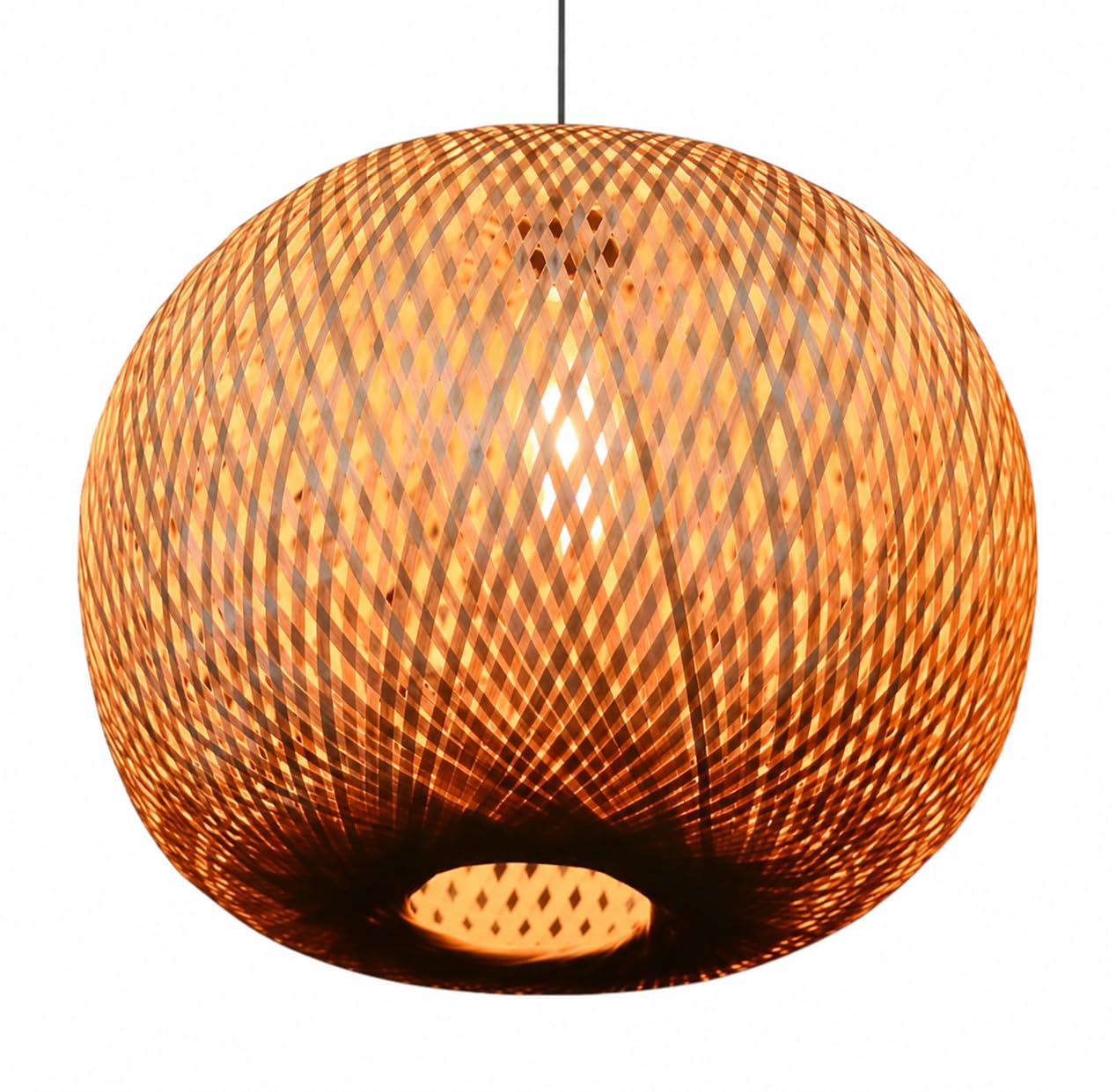 Handwoven Bamboo Globe Pendant Light - Natural Beige