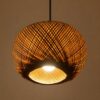 Hanging Natural Bamboo Woven Globe Pendant Light - Light