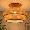 Handwoven Natural Bamboo Pendant Light - Mushroom Hanging Light