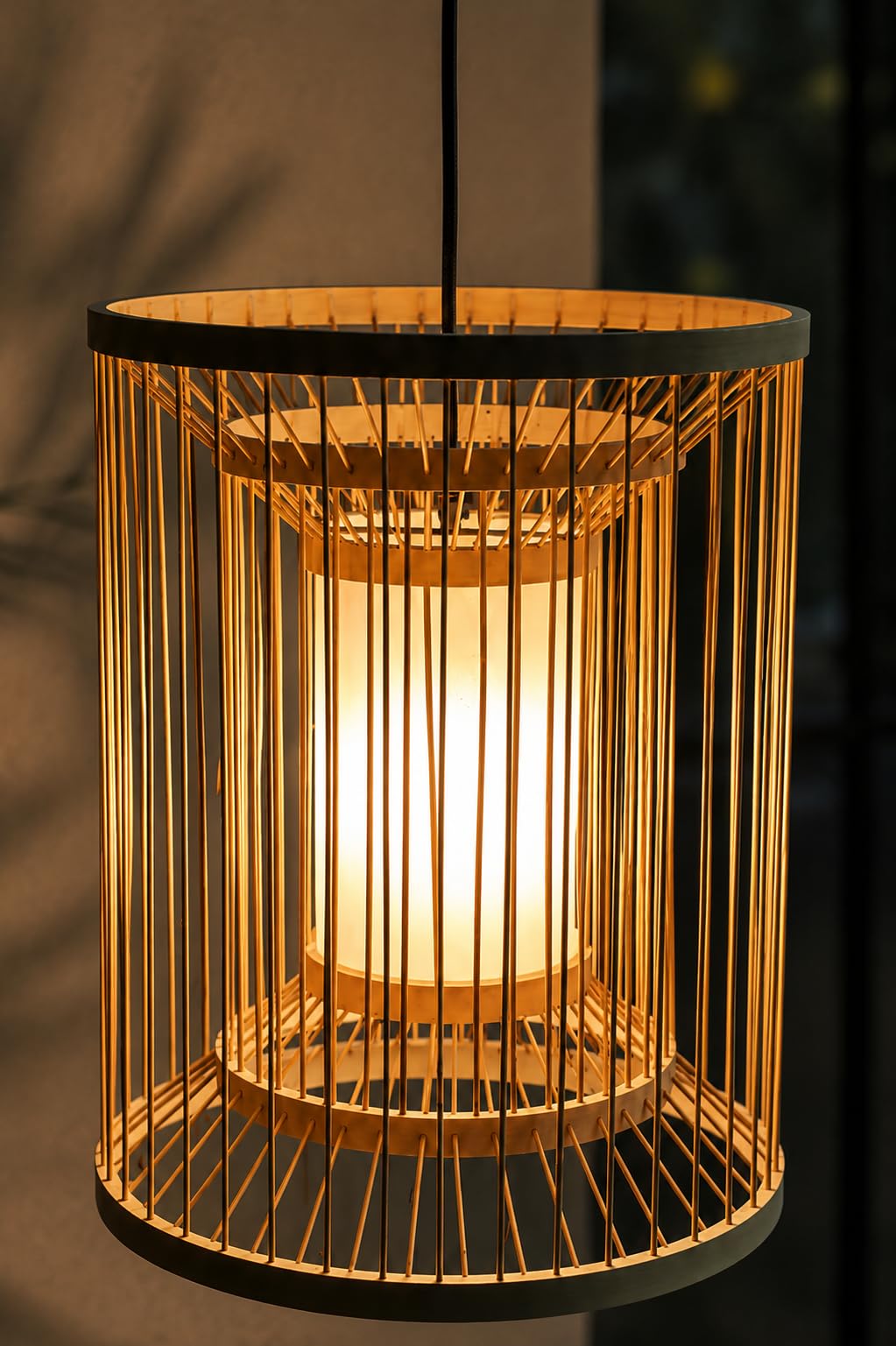 Bamboo Cage Pendant Light - Cylindrical