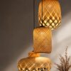 Hanging Light Set of 3 - Woven Bamboo Pendant Lights