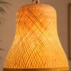 Handwoven Bamboo Bell-Shaped Pendant Light - Natural