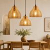 Rattan Pendant Light - Woven Cage Hanging Lamp