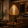 Hanging Natural Rattan Pendant Light - Teardrop Shape