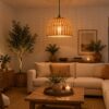Hanging Natural Rattan Pendant Light - Dome Shape