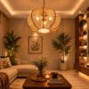 Pumpkin Hanging Natural Rattan Light - Boho Woven Pendant Light