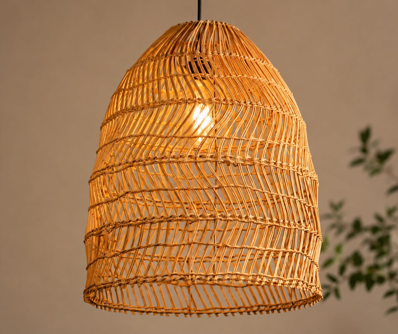 Wicker Rattan Pendant Light - Handwoven Beehive Ceiling Lamp Shade