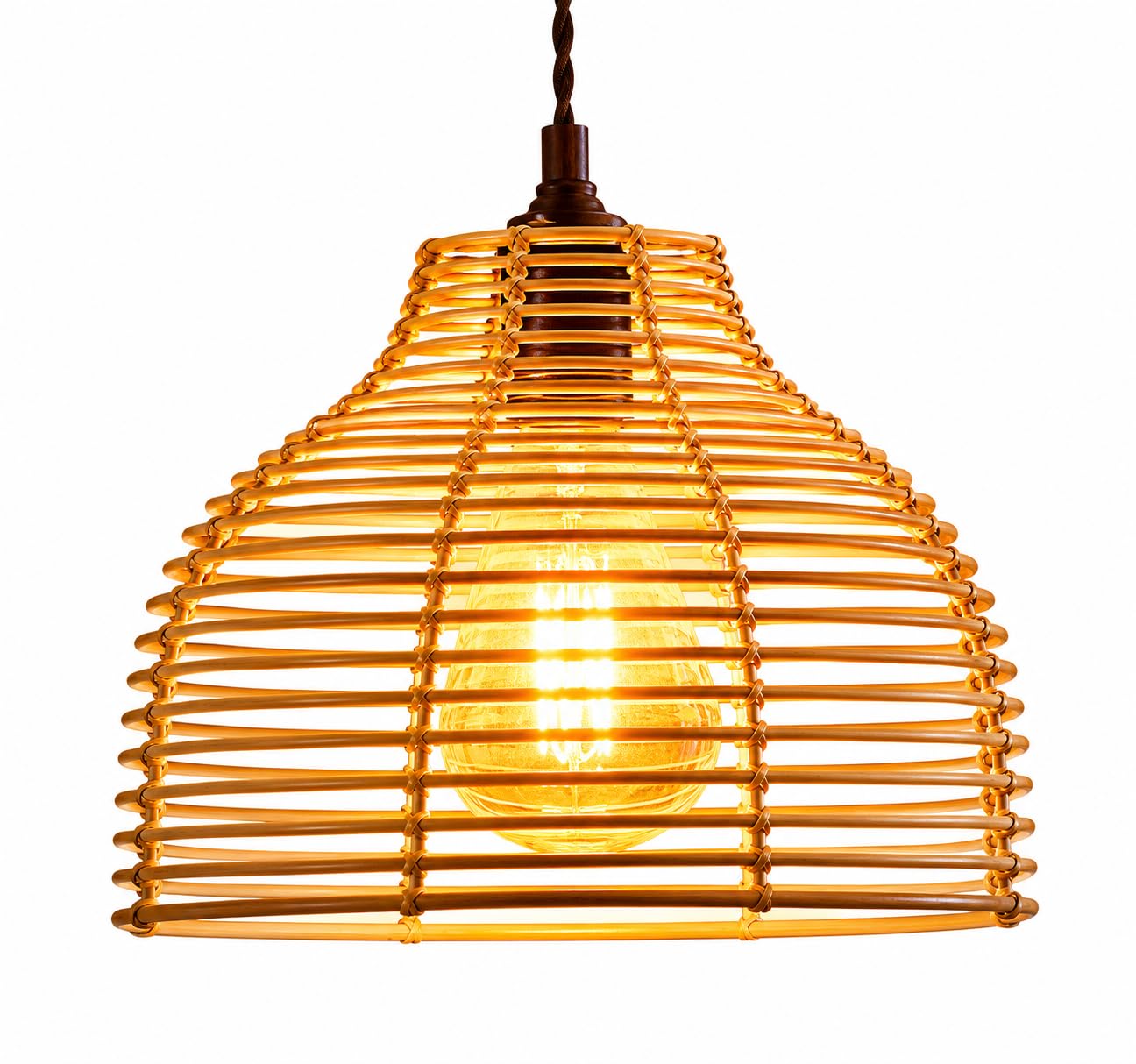 Rattan Pendant Light - Woven Cage Hanging Lamp