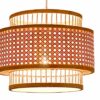 Hanging Natural Rattan Woven Pendant Light - Boho 3-Tier Drum Ceiling