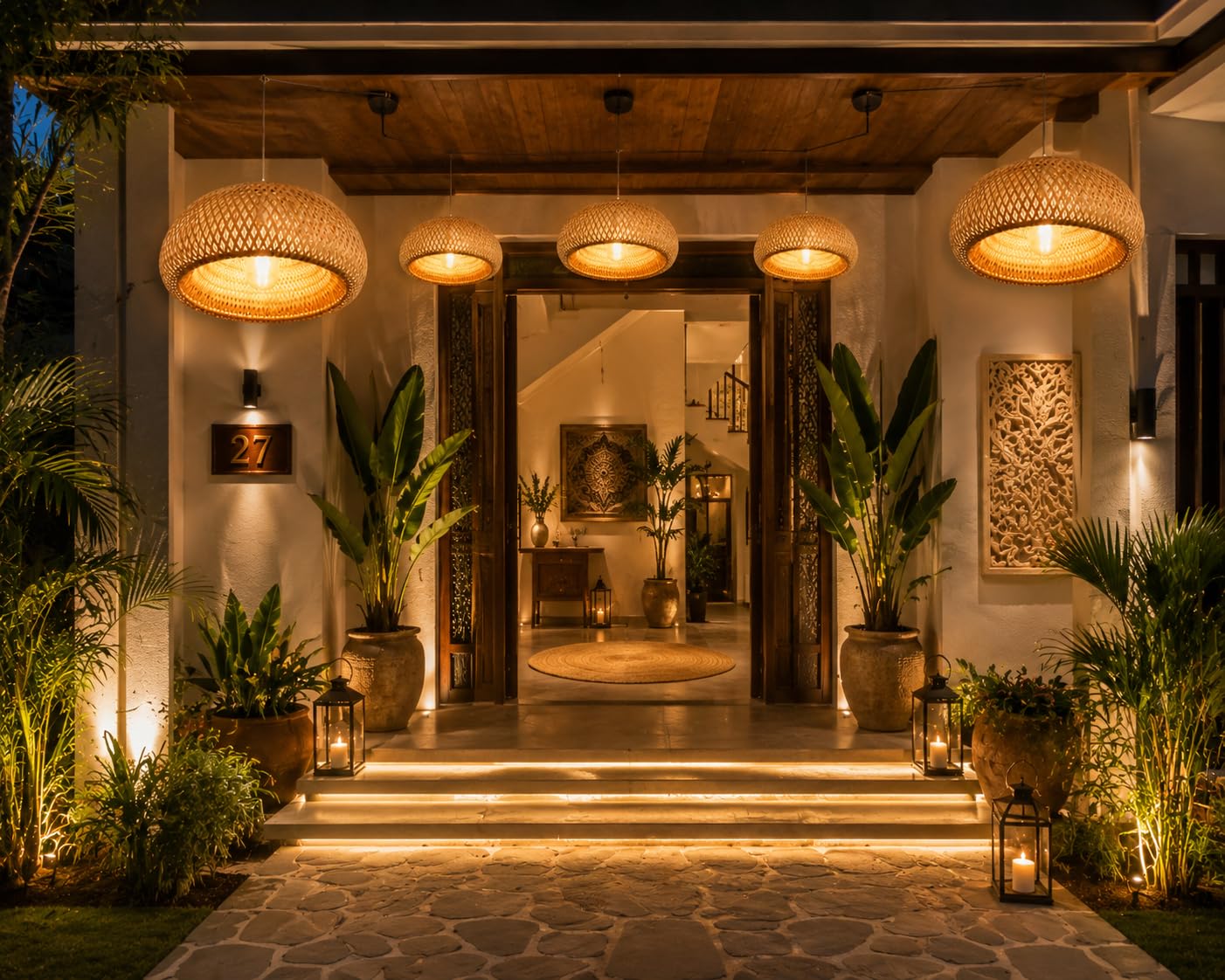 Woven Bamboo Pendant Light - Natural Rattan Hanging Light Shade