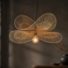 Handwoven Natural Rattan Pendant Light - Butterfly Design