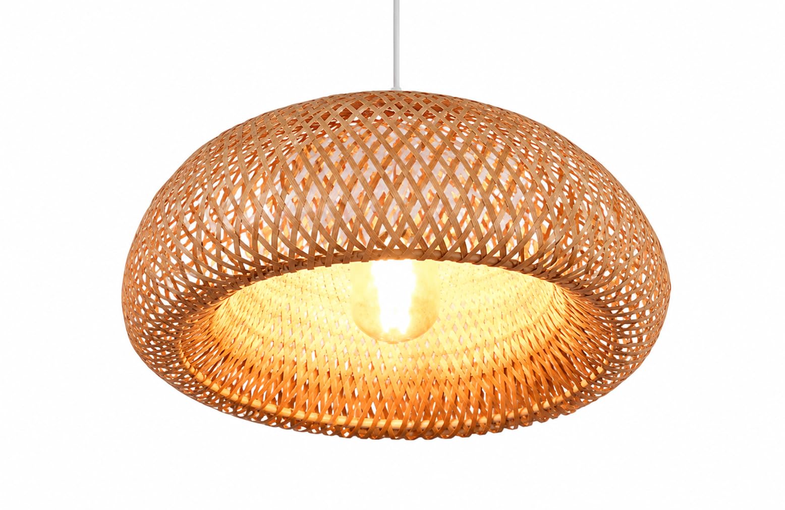 Woven Bamboo Pendant Light - Natural Rattan Hanging Light Shade