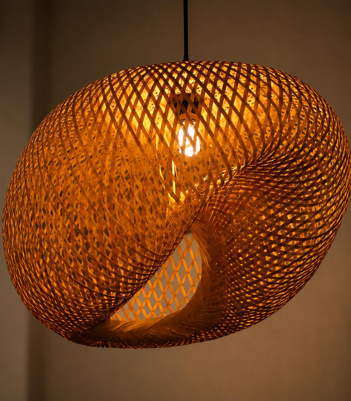 Rattan Look Hanging Light - Woven Pendant Light