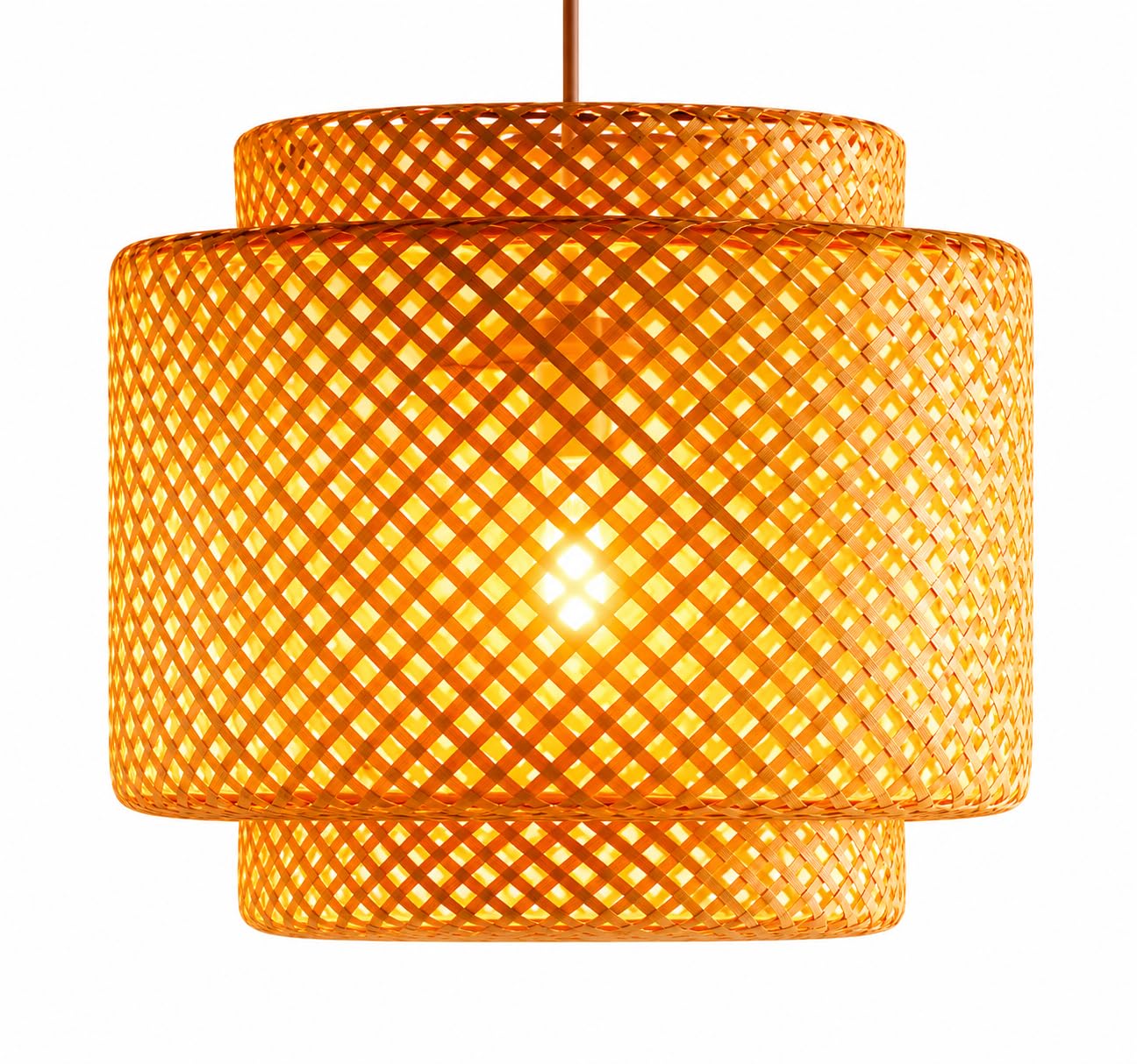 Three Stage Woven Pendant Light - Natural