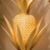 Pineapple Table Lamp - Woven Rattan Shade with Natural Palm Leaves
