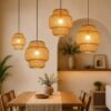 Handwoven Bamboo Pendant Light - Natural Wicker Rattan Ceiling Light