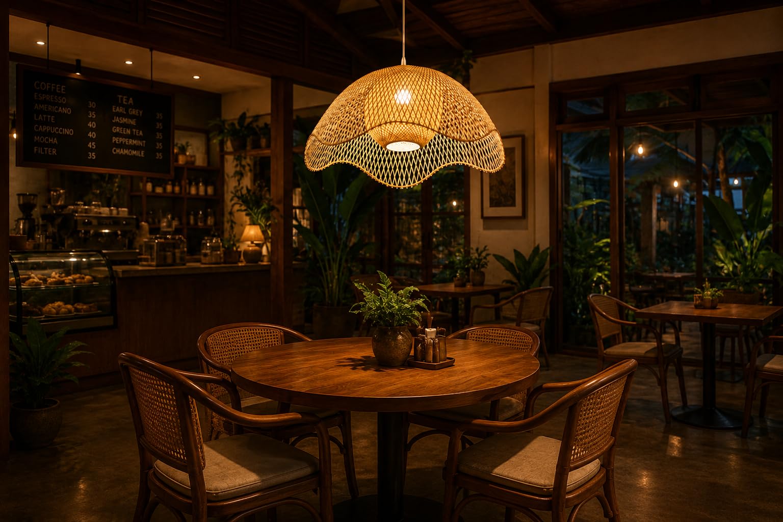 Handwoven Rattan Pendant Light - Bell Shape