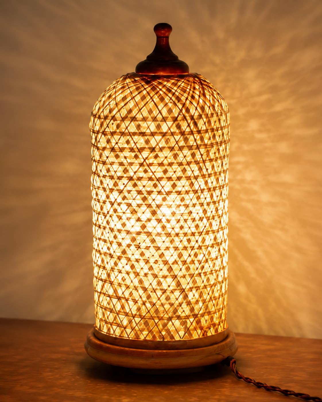 Handwoven Bamboo Table Lamp - Natural