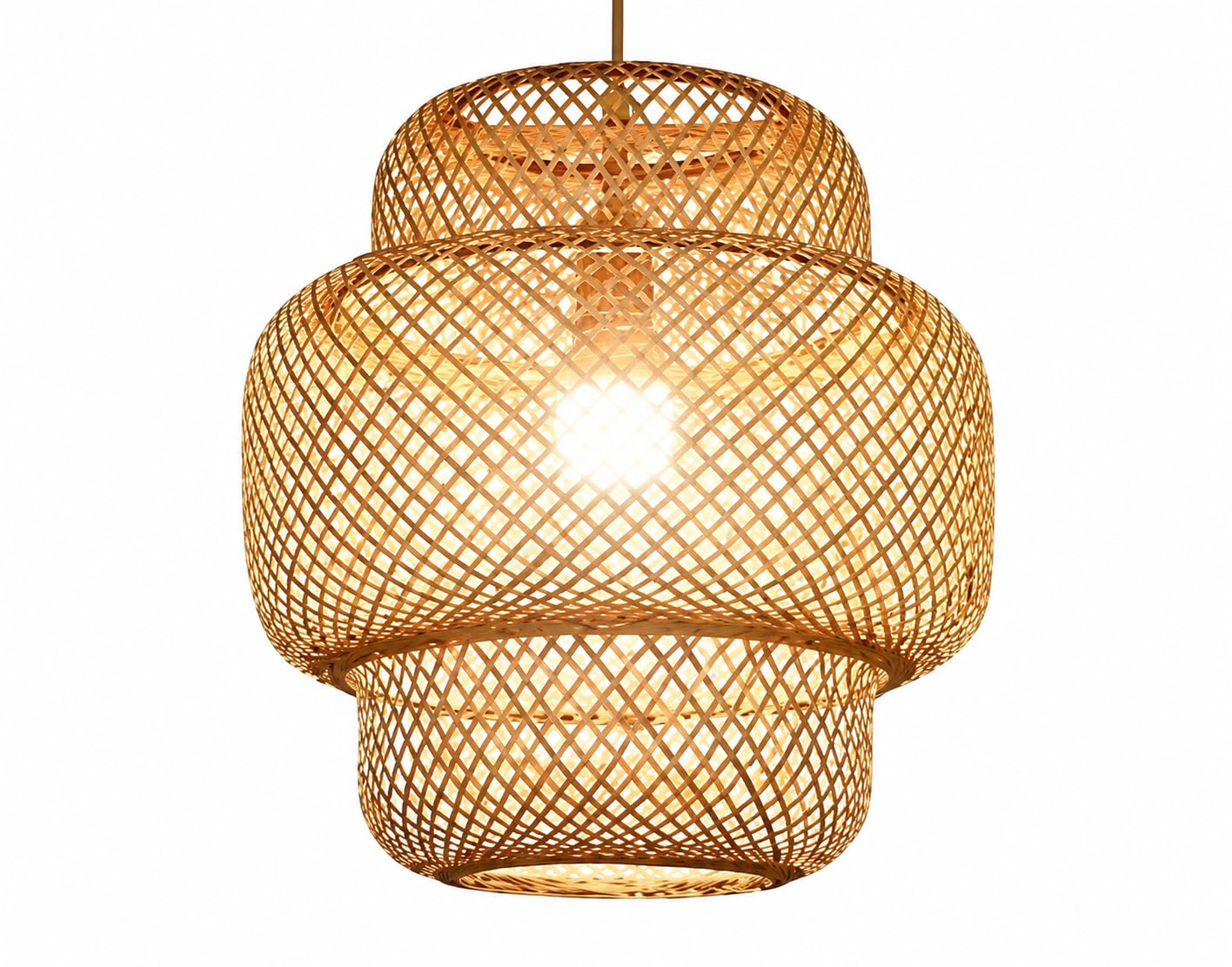 Handwoven Bamboo Pendant Light - Natural Wicker Rattan Ceiling Light