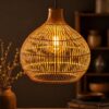 Rattan Look Pendant Light - Round Globe Shape