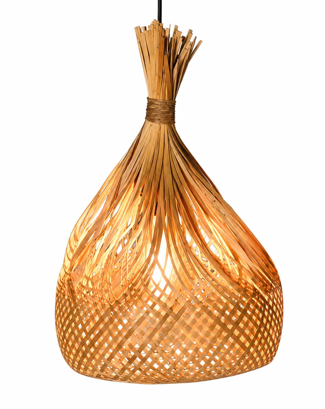 Handwoven Bamboo Pendant Light - Natural
