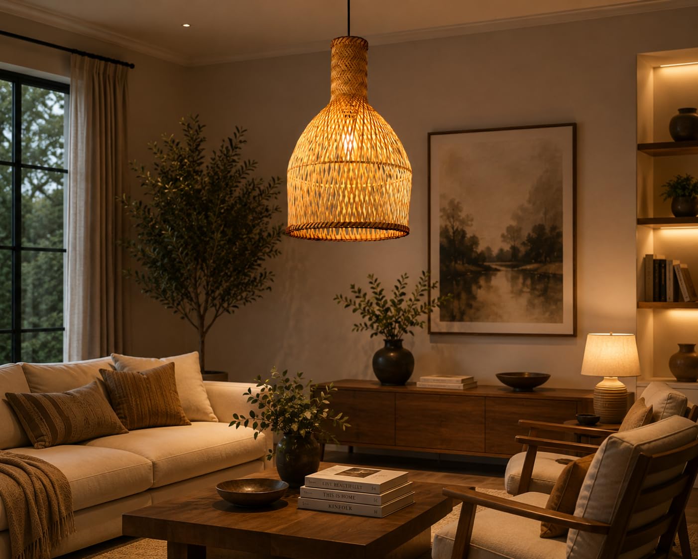 Disho Enterprises Woven Bamboo Pendant Light - Natural