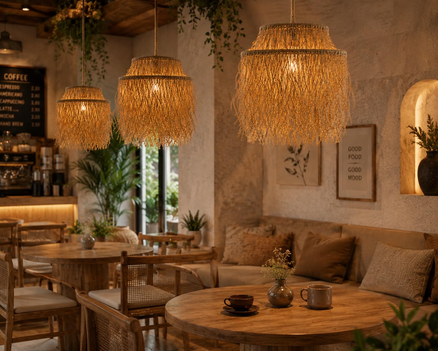 Hanging Natural Light - Boho Fringe Pendant Light