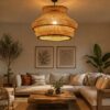 Handwoven Natural Bamboo Pendant Light - Mushroom Hanging Light