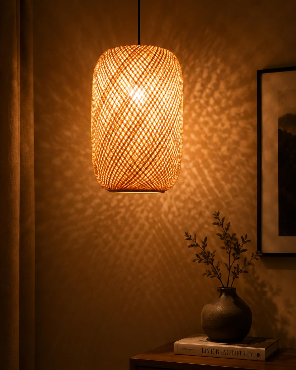 Woven Bamboo Pendant Light - Natural