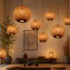 Handwoven Bamboo Globe Pendant Light - Natural Beige