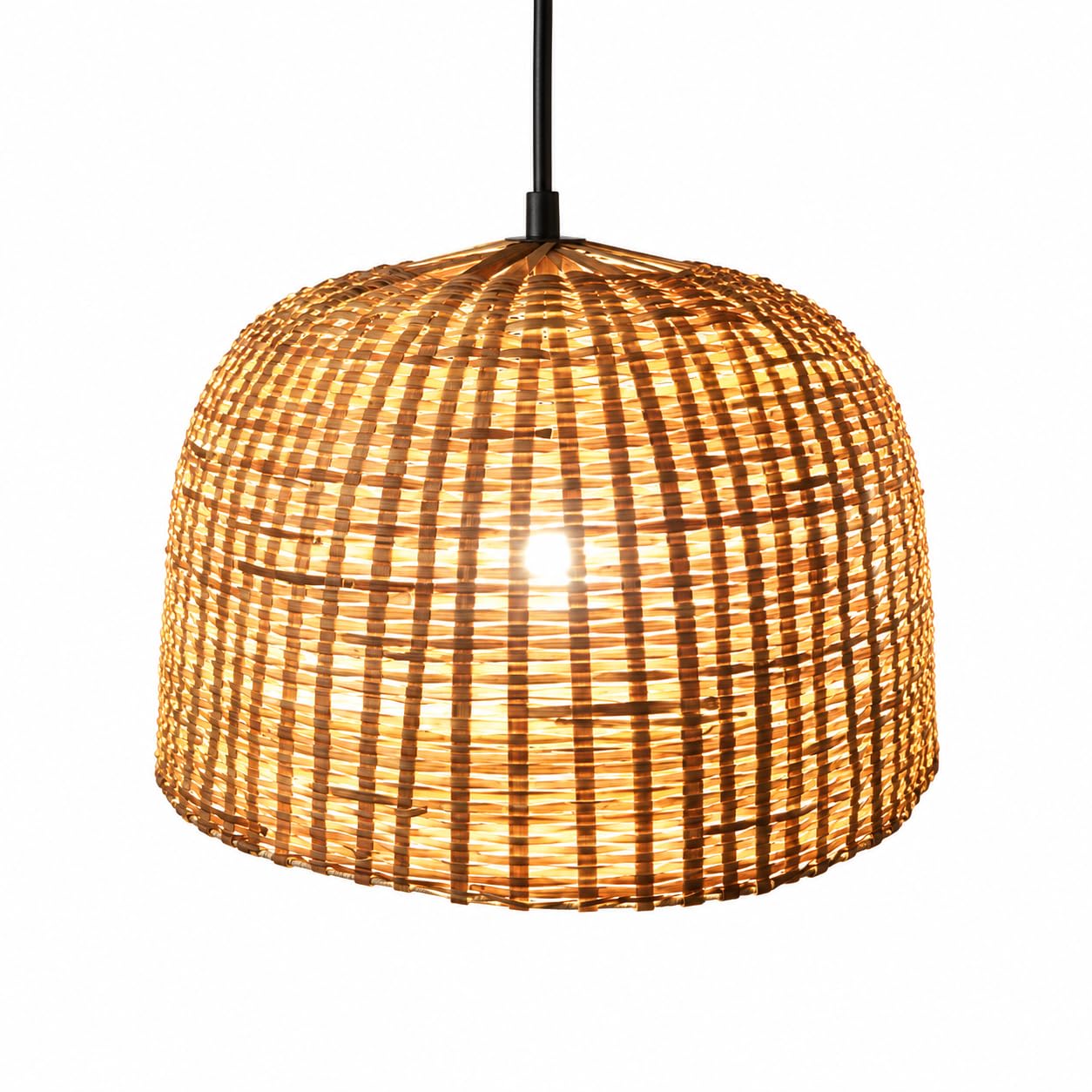 Hanging Natural Rattan Pendant Light - Dome Shape