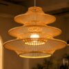 Handwoven Bamboo Pendant Light - Multi-Tier Wicker Hanging Light