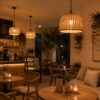 Hanging Natural Rattan Pendant Light - Dome Shape