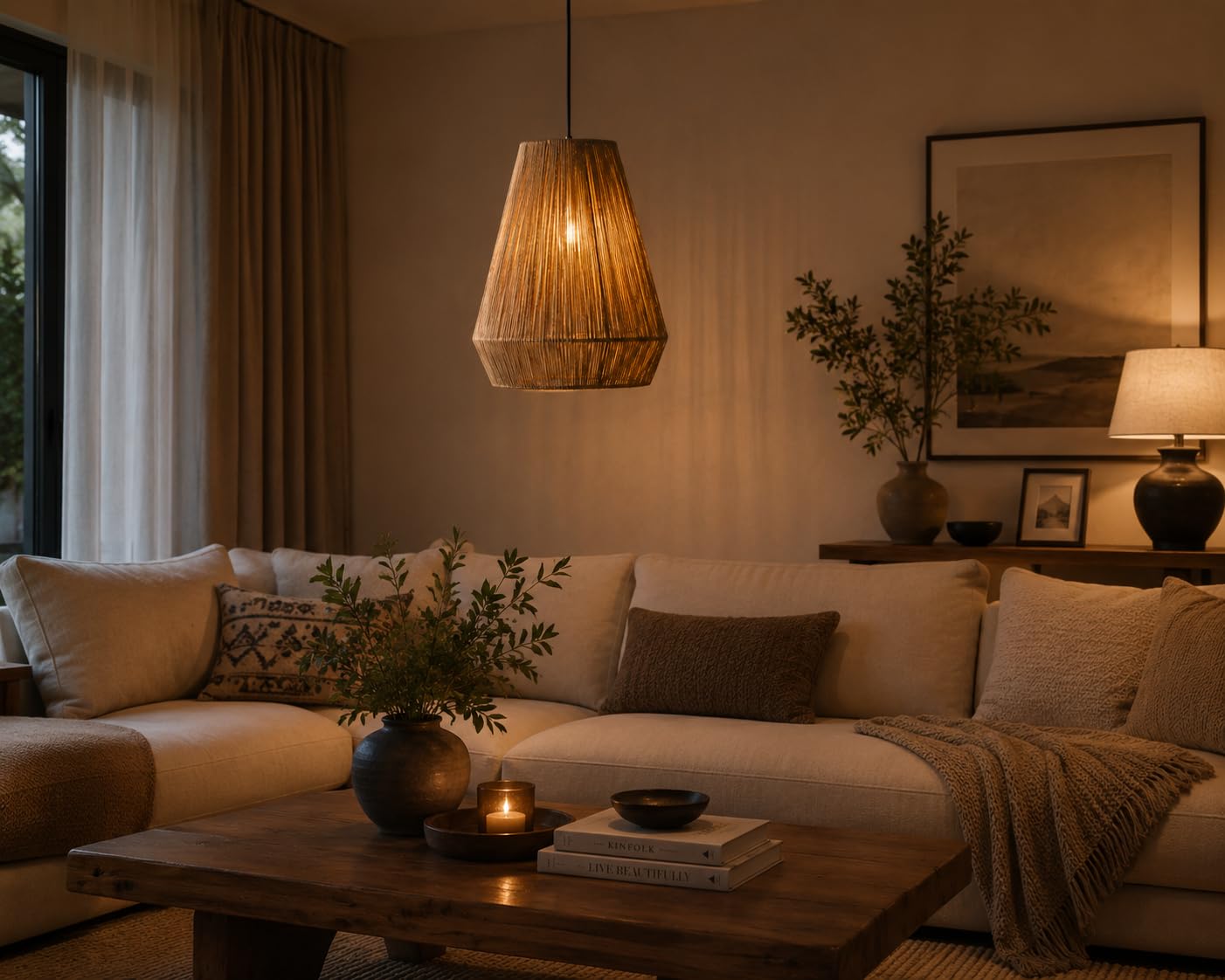 Hanging Natural Rope Light - Boho
