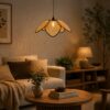 Rattan Woven Flower-Shaped Pendant Hanging Light - Boho