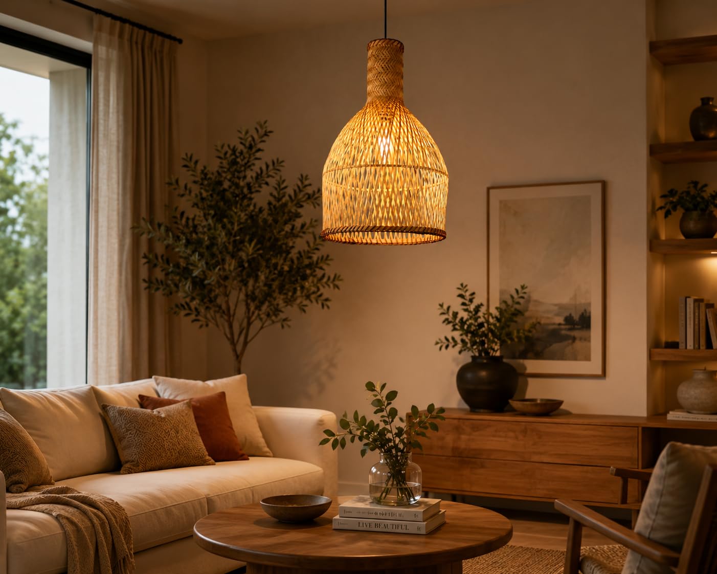 Disho Enterprises Woven Bamboo Pendant Light - Natural