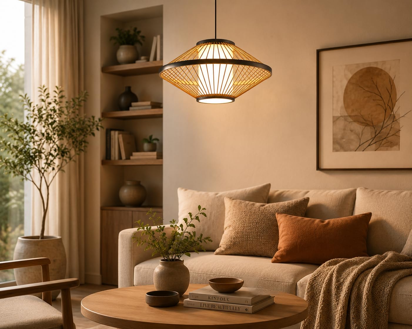 Bamboo Woven Pendant Light - Hanging Light