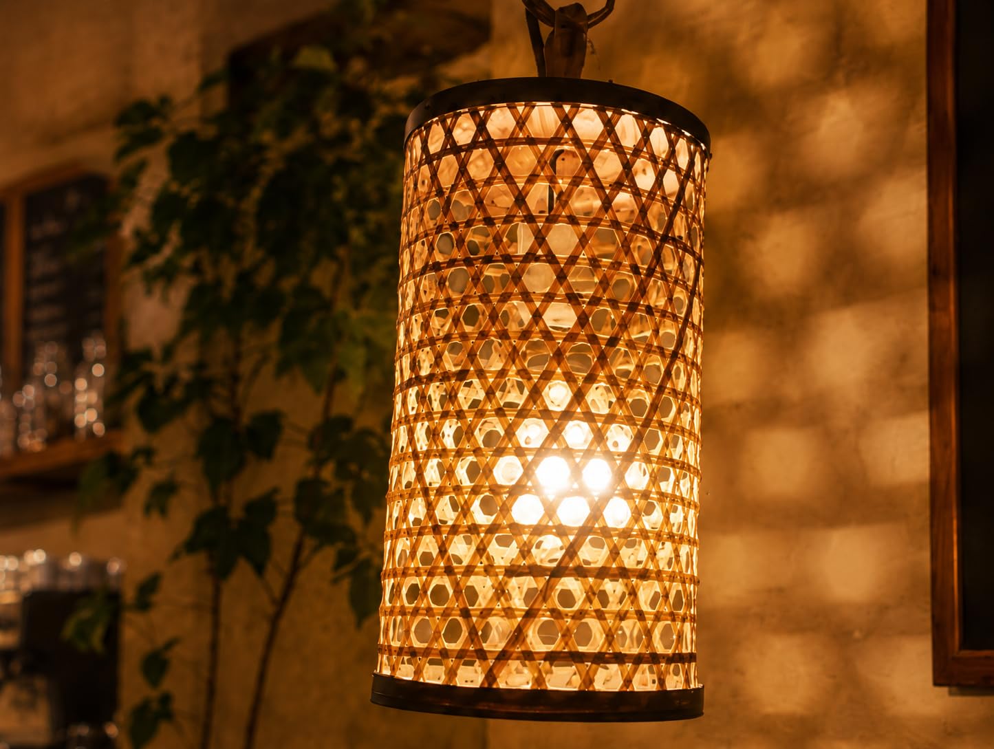 Hanging Light - Woven Cylindrical Pendant Light