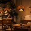 Hanging Natural Bamboo Woven Globe Pendant Light - Light
