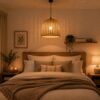 Rattan Flower Ceiling Light - Woven Flush Mount Lamp