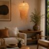 Hanging Natural Bamboo Woven Pendant Light with Fringe