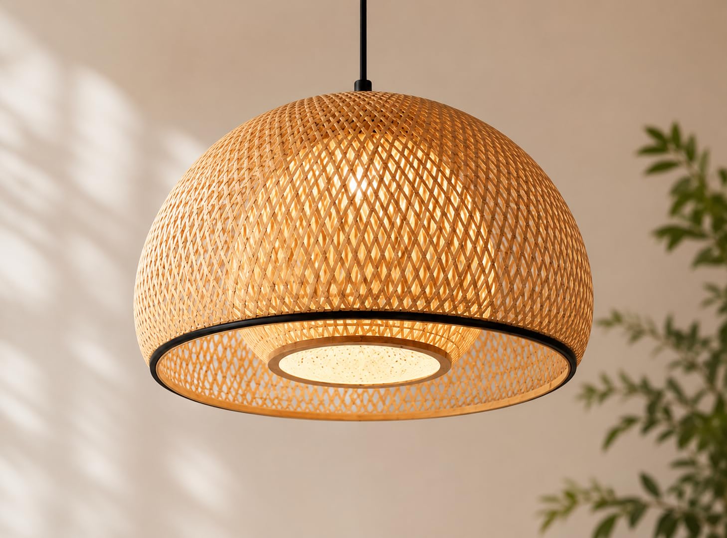 Woven Bamboo Pendant Light - Natural