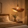 Bamboo Pendant Light Handwoven Fan Shape - Natural Beige