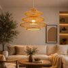 Handwoven Bamboo Pendant Light - Multi-Tier Wicker Hanging Light