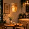 Handwoven Bamboo Pendant Light - Natural