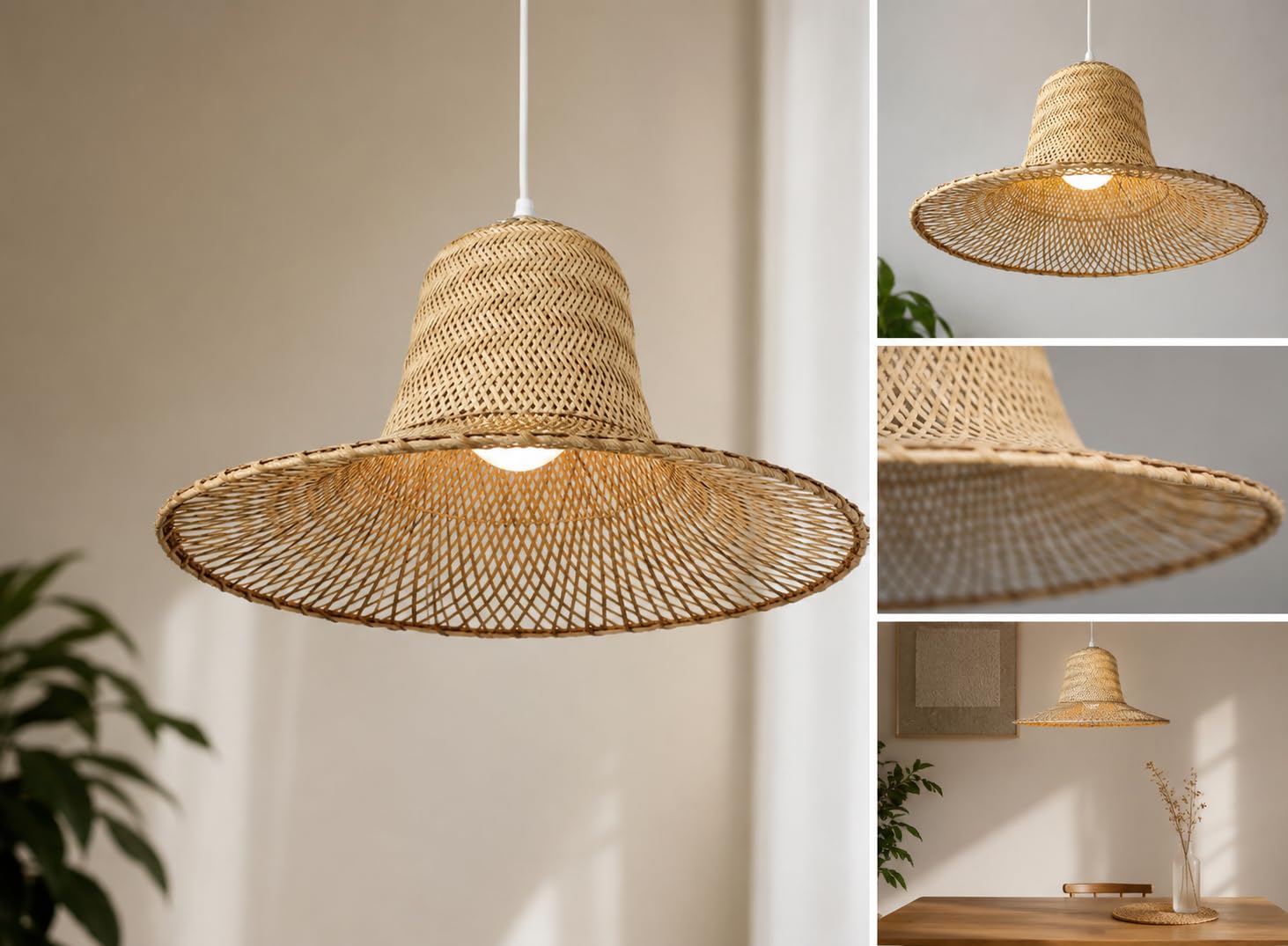 Woven Rattan Pendant Light - Boho