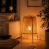 Woven Bamboo Table Light - Natural Rattan Weave