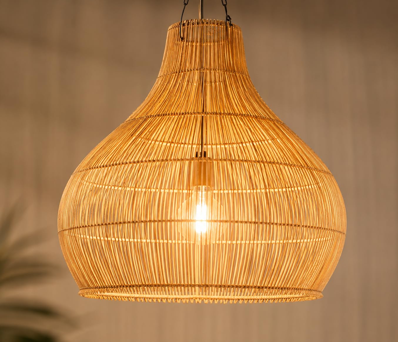 Rattan look Pendant Lamp Shade - Natural Rattan